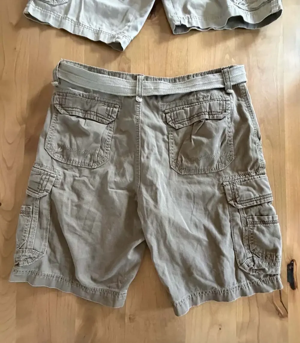 Pair of UNIONBAY Men's Cargo Shorts with Included Belts 36